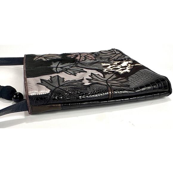 Sharif Accents Leather Suede Cross Bag Fall LeaveZip Boho Artsy Purse - Picture 6 of 13